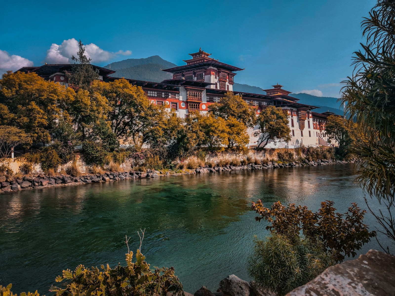 Punakha Dzong beside the river in Bhutan